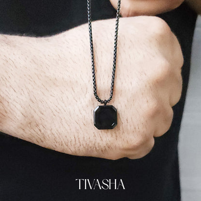 black cubic bar necklace