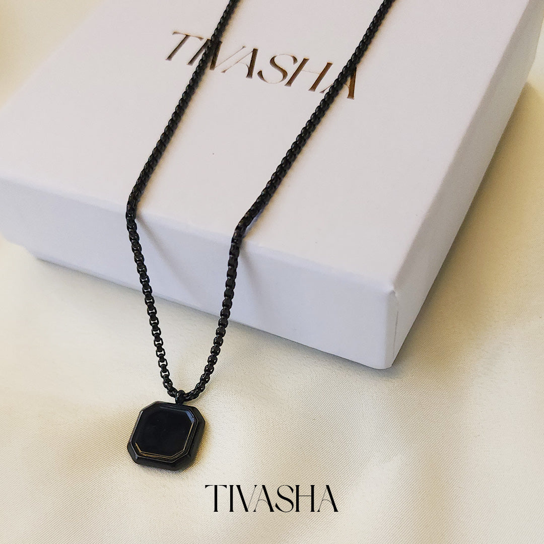 black cubic bar necklace